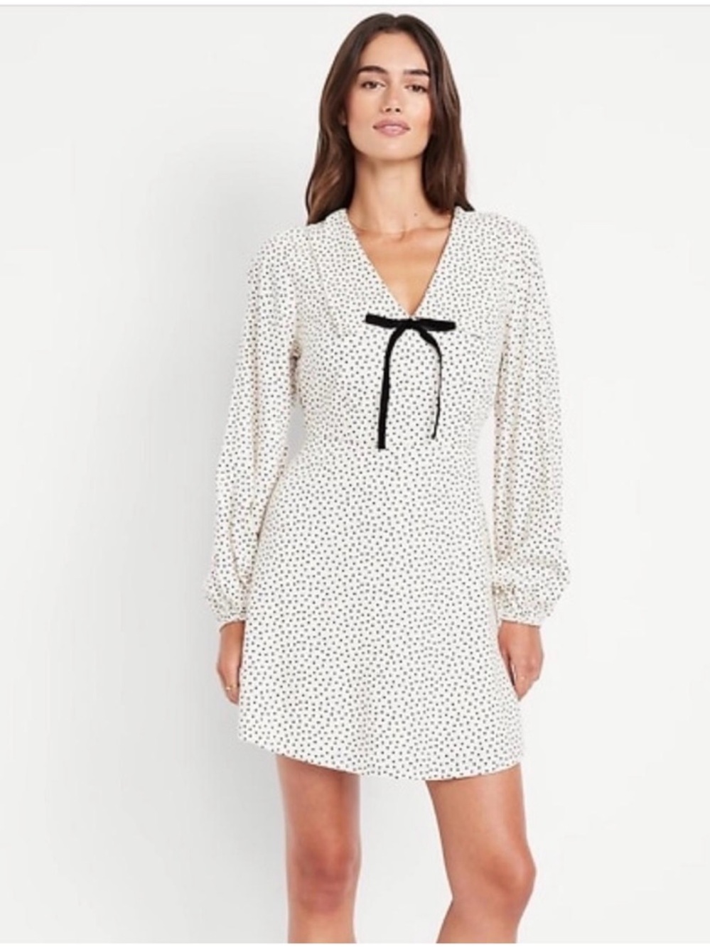 Old Navy Creme de La Creme Tie Neck Polka Dot Dress Sz XL NWT